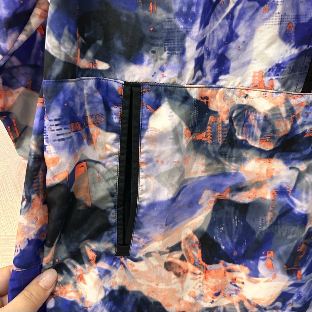 Adidas Jacket Womens Floral Tye Die Windbreaker Pullover 1/2 Zip Hooded Small - Picture 3 of 9